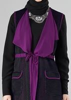 Tesettür giyim MOR ÖNDEN BAĞLAMALI YELEK 4107 