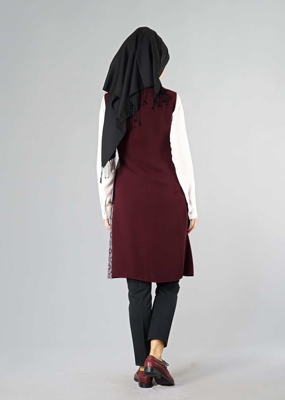 Tesettür giyim BORDO 4155 YELEK
