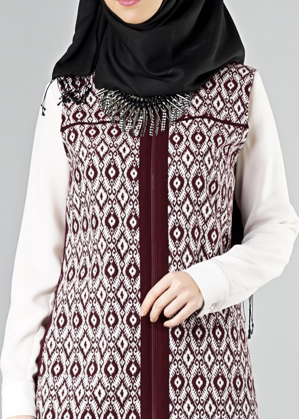 Tesettür giyim BORDO 4155 YELEK