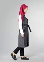 Tesettür giyim SİYAH DERİ DETAYLI YELEK 4193