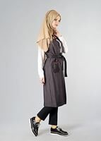 Tesettür giyim KAHVE DERİ DETAYLI YELEK 4193