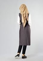 Tesettür giyim KAHVE DERİ DETAYLI YELEK 4193