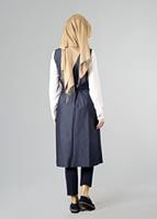 Tesettür giyim LACİVERT DERİ DETAYLI YELEK 4193