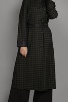 Tesettür giyim HAKİ KAZAYAĞI DESENLİ DERİ DETAYLI TRENÇKOT 1145 