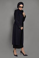 Tesettür giyim MÜRDÜM KAZAYAĞI DESENLİ DERİ DETAYLI TRENÇKOT 1145 