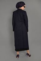 Tesettür giyim MÜRDÜM KAZAYAĞI DESENLİ DERİ DETAYLI TRENÇKOT 1145 