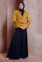 Tesettür giyim SARI ALVİNA CEKETLİ TULUMLU TAKIM T 3863