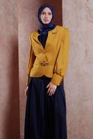 Tesettür giyim SARI ALVİNA CEKETLİ TULUMLU TAKIM T 3863