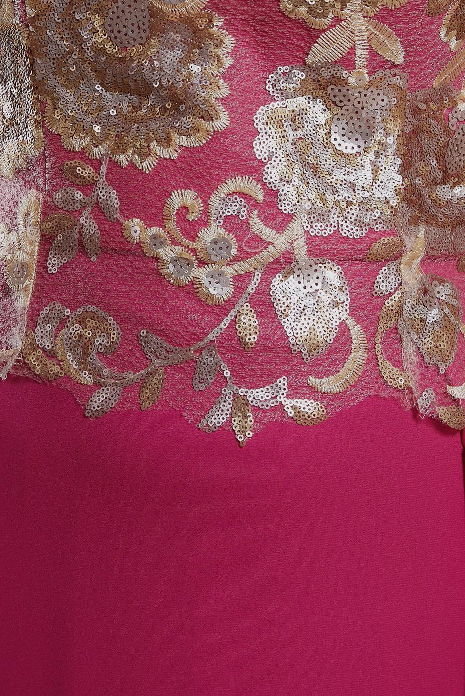 Tesettür giyim FUŞYA ALVİNA PUL PAYETLİ ABİYE ELBİSE T 5129