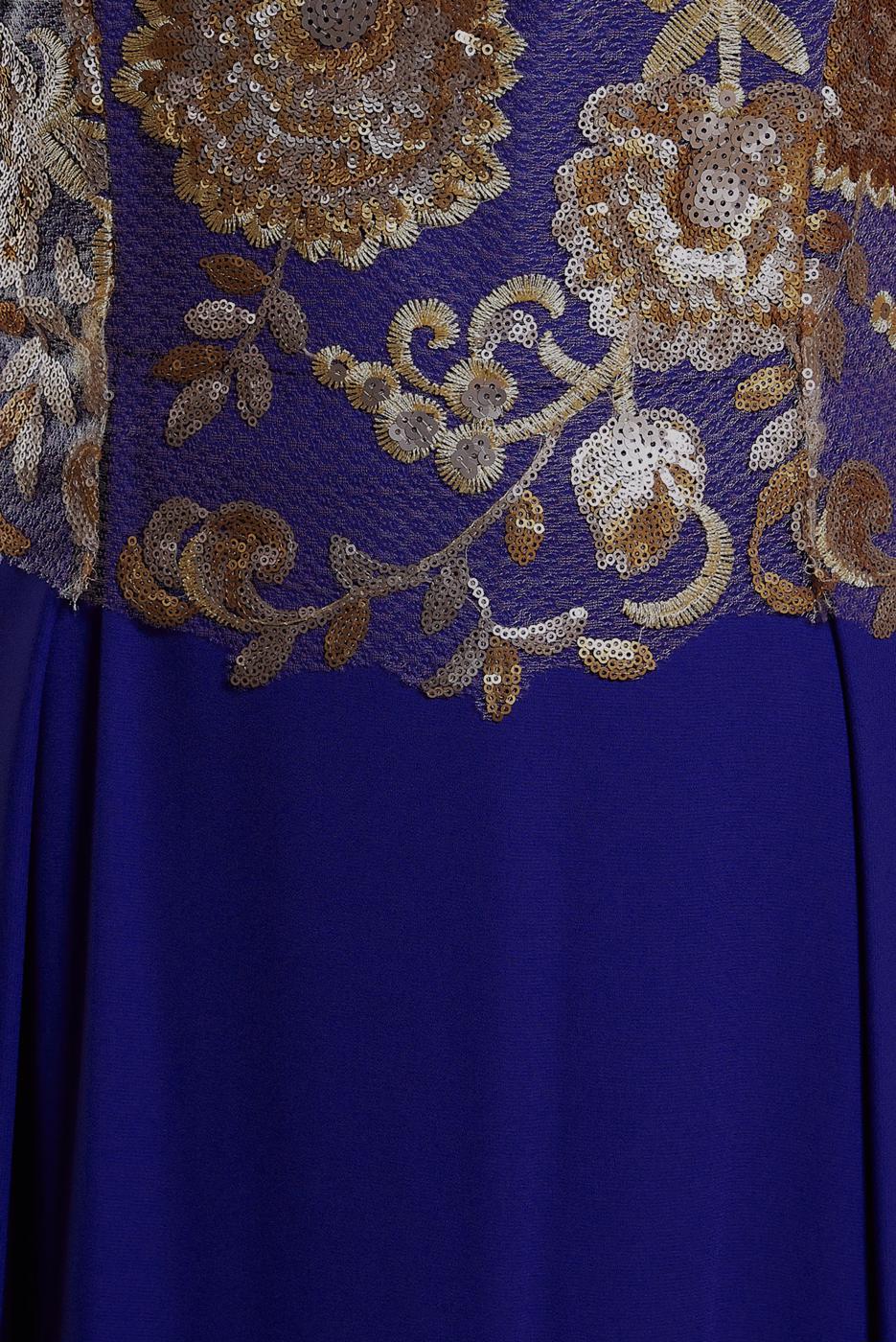 Tesettür giyim LACİVERT ALVİNA PUL PAYETLİ ABİYE ELBİSE T 5129