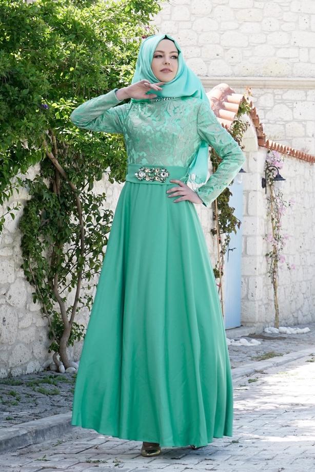 Vêtements hijab  T 5009 Foil Tesettür Abiye-Alv Fashion - TRENDTESETTÜR