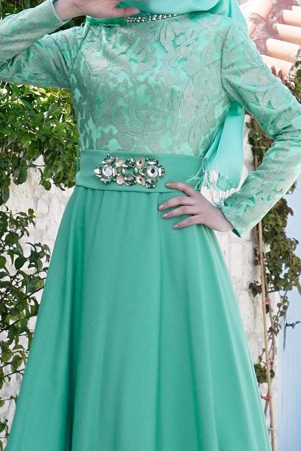 Vêtements hijab  T 5009 Foil Tesettür Abiye-Alv Fashion - TRENDTESETTÜR