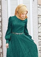Tesettür giyim YEŞİL T 5010 Anastasia Dantel Tesettür Abiye-Alv Fashion