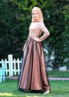 Tesettür giyim PUDRA ÜST KISMI PUL PAYET ABİYE ELBİSE 5019 