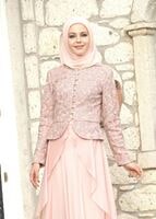Tesettür giyim PUDRA ALVİNA ŞİFON ABİYE ELBİSE T 5051