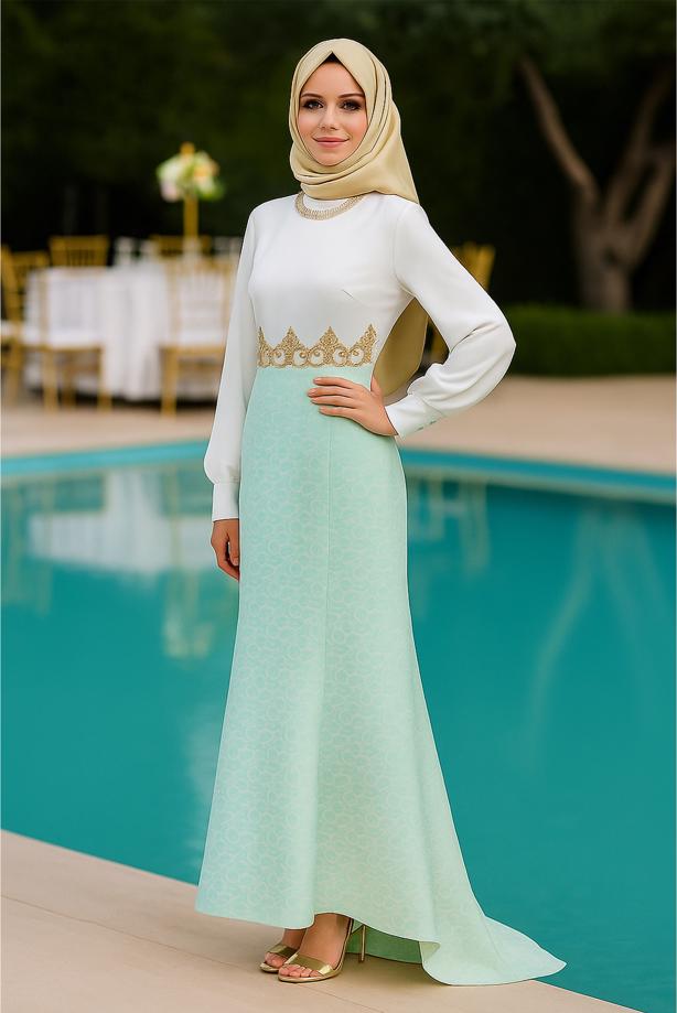 Vêtements hijab  T 5075 Jakar Tesettür Elbise-Alv Fashion - TRENDTESETTÜR