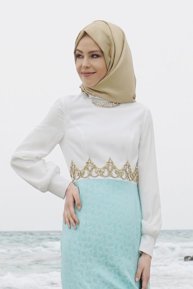 Vêtements hijab  T 5075 Jakar Tesettür Elbise-Alv Fashion - TRENDTESETTÜR