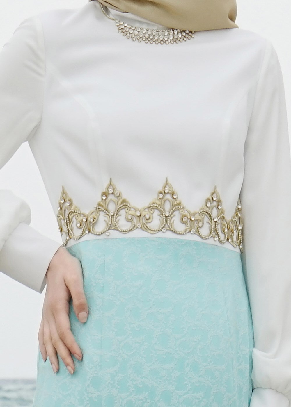 Hijab clothing GREEN T 5075 Jakar Tesettür Elbise-Alv Fashion