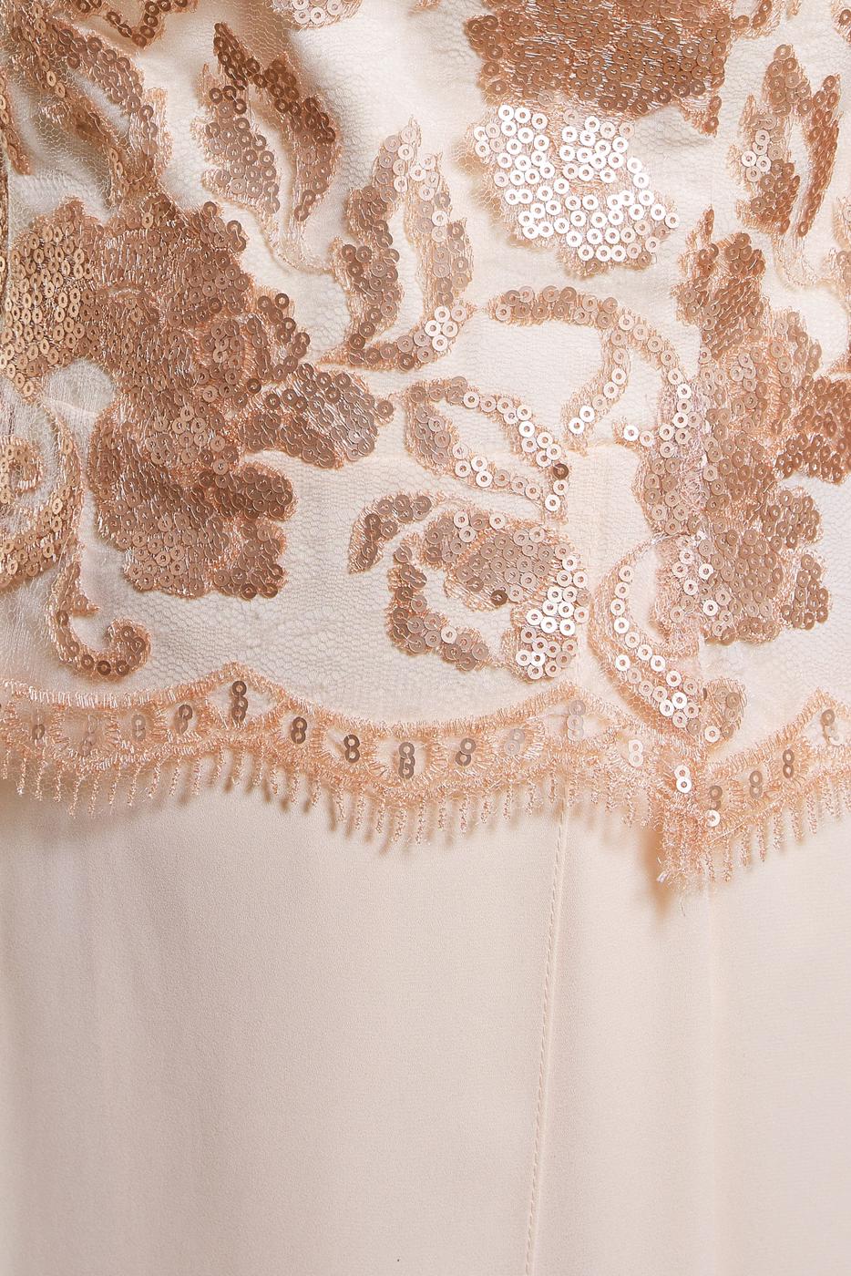 Tesettür giyim EKRU ALVİNA ŞİFON PANTOLONLU ABİYE TAKIM T 5076