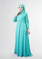 Tesettür giyim YEŞİL T 5081 New Multi Şifon Tesettür Abiye-Alv Fashion