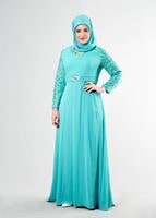 Tesettür giyim YEŞİL T 5081 New Multi Şifon Tesettür Abiye-Alv Fashion