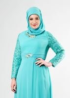 Tesettür giyim YEŞİL T 5081 New Multi Şifon Tesettür Abiye-Alv Fashion