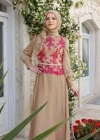 Tesettür giyim FUŞYA GÜPÜRLÜ TAŞ DETAYLI ABİYE ELBİSE 5089 