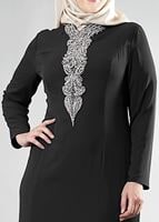 Tesettür giyim SİYAH ALVİNA TAŞ DETAYLI ABİYE ELBİSE T 5094