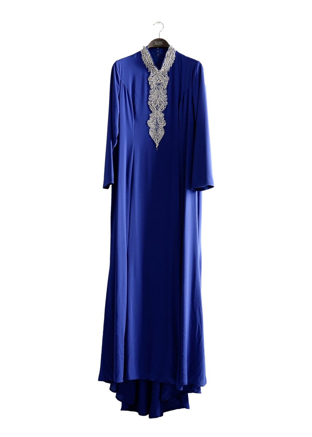 Tesettür giyim LACİVERT ALVİNA TAŞ DETAYLI ABİYE ELBİSE T 5094