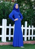 Tesettür giyim LACİVERT GÜPÜR DETAYLI ABİYE ELBİSE 5096 