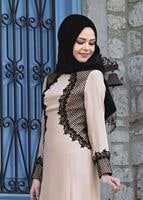 Tesettür giyim PEMBE  ŞİFON ABİYE ELBİSE 5099 