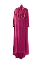 Tesettür giyim FUŞYA ALVİNA TAŞ DETAYLI ABİYE ELBİSE T 5123