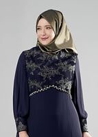 Tesettür giyim LACİVERT ALVİNA TAŞ DETAYLI ABİYE ELBİSE T 5123