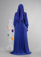 Tesettür giyim LACİVERT ALVİNA TAŞ DETAYLI ABİYE ELBİSE T 5123