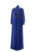 Tesettür giyim LACİVERT ALVİNA TAŞ DETAYLI ABİYE ELBİSE T 5123