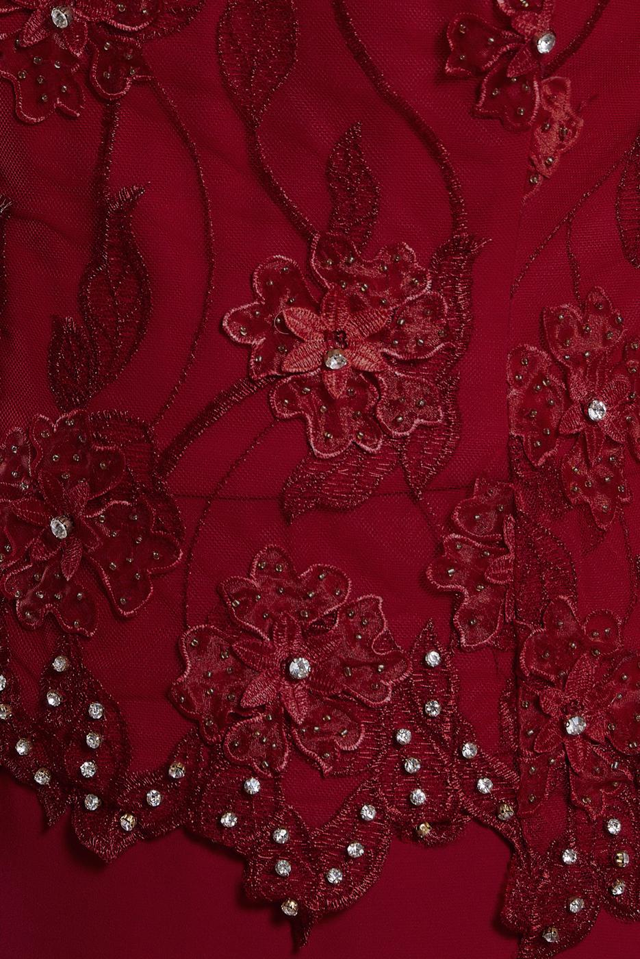 Tesettür giyim KIRMIZI ALVİNA ŞİFON ABİYE ELBİSE T 5127