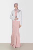 Tesettür giyim PUDRA ALVİNA İKİLİ ABİYE ELBİSE T 5208