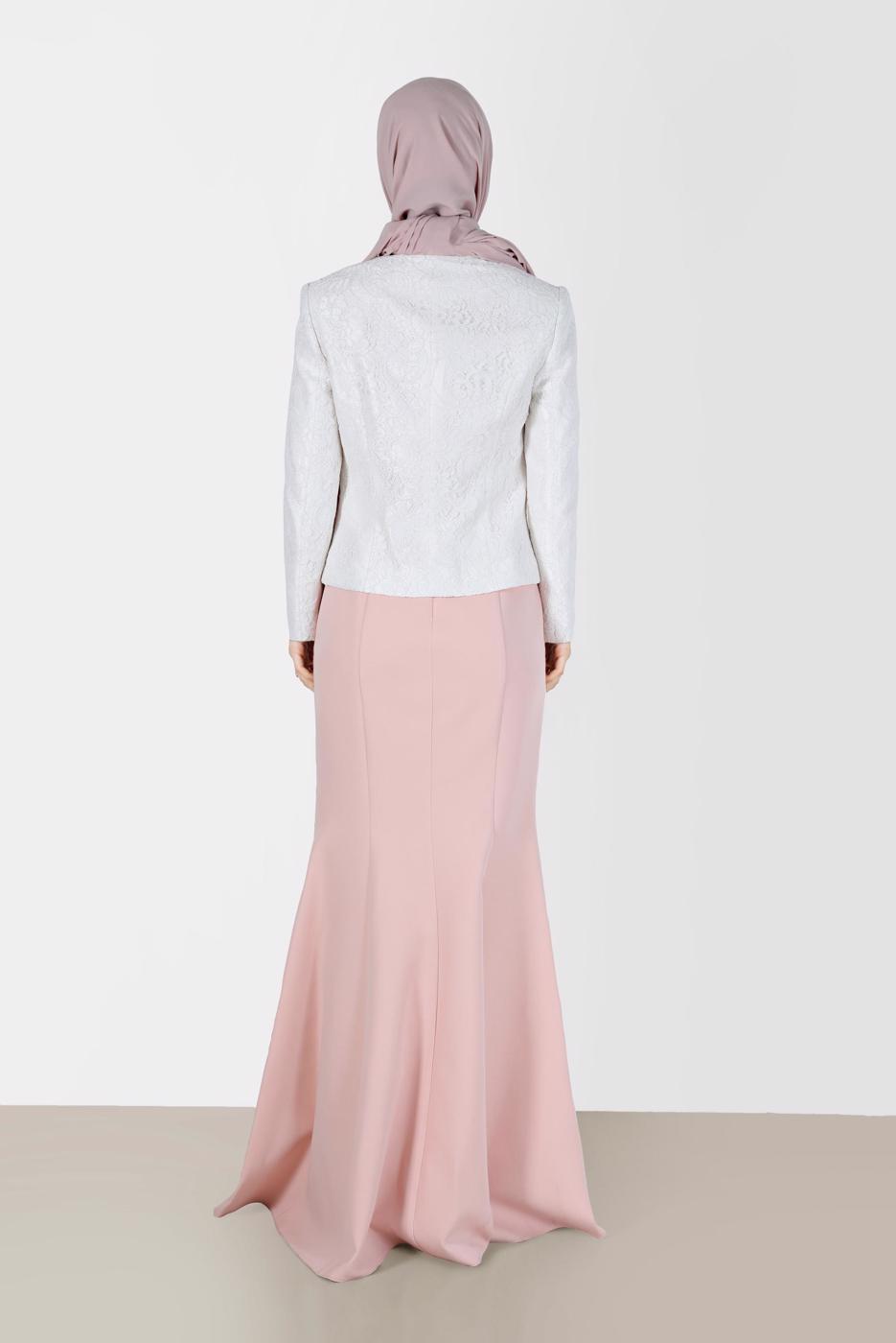 Tesettür giyim PUDRA ALVİNA İKİLİ ABİYE ELBİSE T 5208