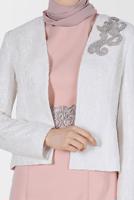 Tesettür giyim PUDRA ALVİNA İKİLİ ABİYE ELBİSE T 5208