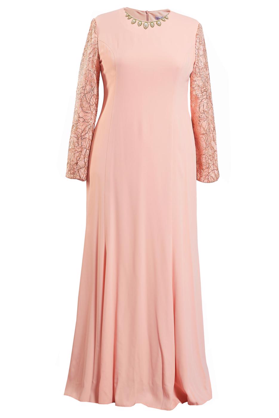 Tesettür giyim PUDRA ALVİNA TESETTÜR ABİYE ELBİSE T 5294