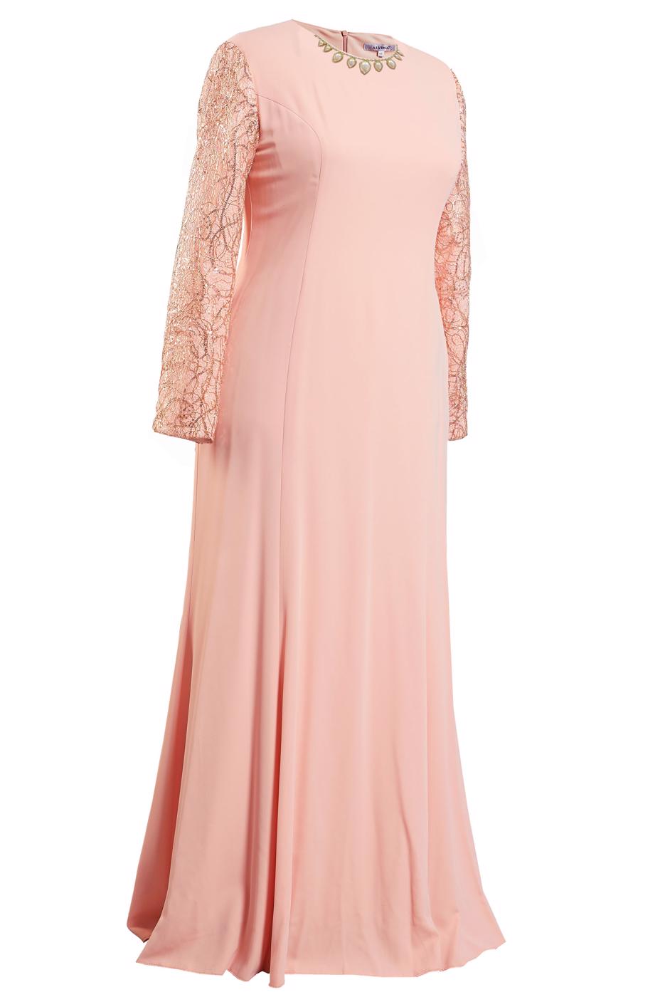 Tesettür giyim PUDRA ALVİNA TESETTÜR ABİYE ELBİSE T 5294