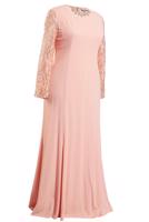 Tesettür giyim PUDRA ALVİNA TESETTÜR ABİYE ELBİSE T 5294