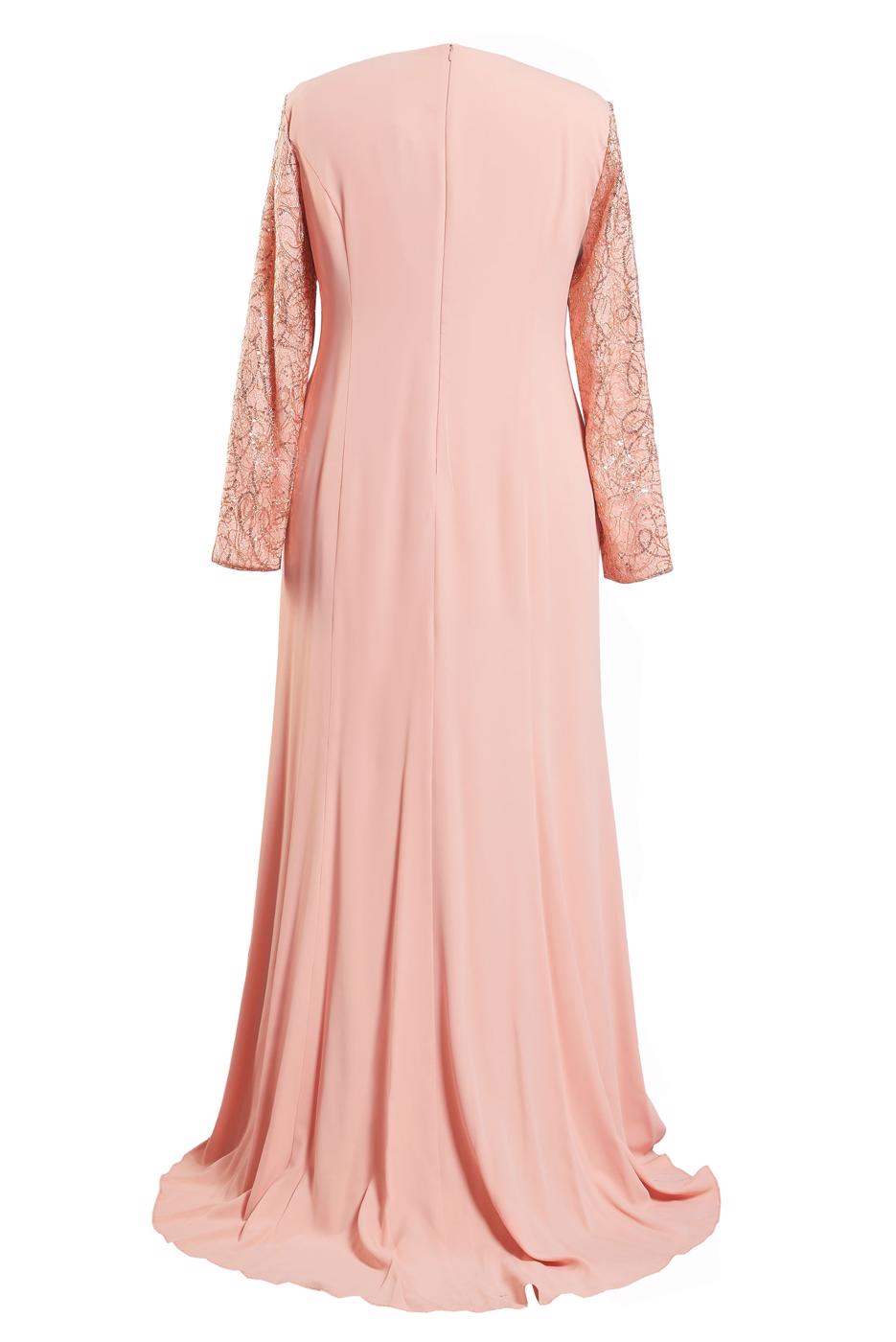 Tesettür giyim PUDRA ALVİNA TESETTÜR ABİYE ELBİSE T 5294