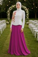 Tesettür giyim MOR ALVİNA NAKIŞLI ABİYE ELBİSE T 5136