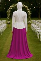 Tesettür giyim MOR ALVİNA NAKIŞLI ABİYE ELBİSE T 5136