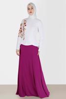 Tesettür giyim MOR ALVİNA NAKIŞLI ABİYE ELBİSE T 5136