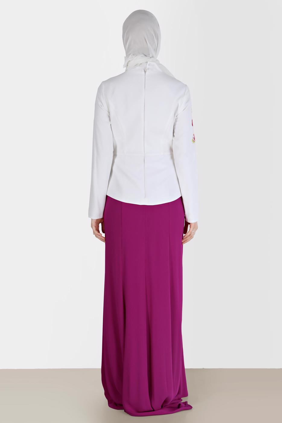 Tesettür giyim MOR ALVİNA NAKIŞLI ABİYE ELBİSE T 5136