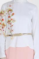 Tesettür giyim PUDRA ALVİNA NAKIŞLI ABİYE ELBİSE T 5136