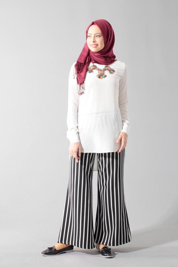 Vêtements hijab  T 1454 Actüel Çizgili Pantolon - TRENDTESETTÜR