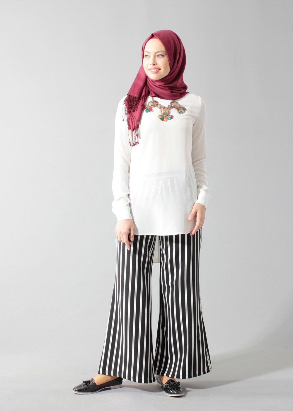 Vêtements hijab NOIR T 1454 Actüel Çizgili Pantolon